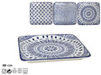 Geschirr Platte Blau/Weiss 3 Design ass rechteckig 18x18x2cm Porzellan