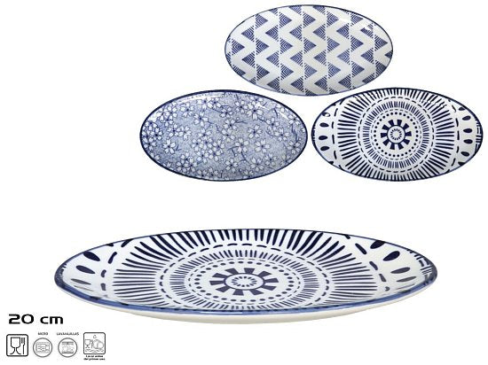 Geschirr Teller oval 3ass 20x11cm Porzellan