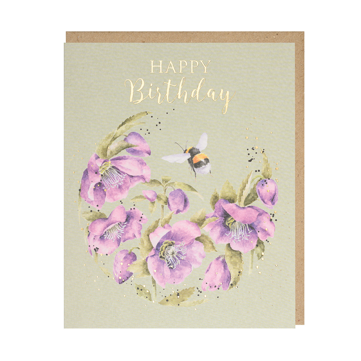 Grusskarte Happy Birthday Blumen mit Biene