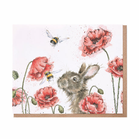 Grusskarte blanko Blumen mit Hase Bienen