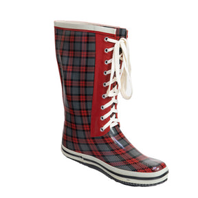 Gummistiefel Karo Bordeaux