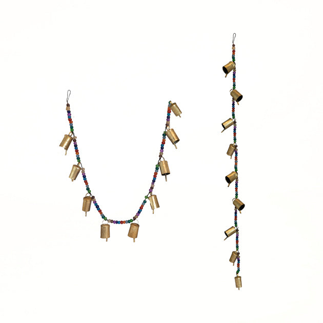 Hänger Perlengirlande 110cm mit 10 Glocken Metall golden INDIEN