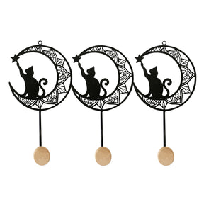 Hakenleiste Katzen schwarz mit 3 Haken