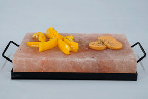 Himalayasalz Salzplatte zum Grillieren in Metallhalter 30x20x6cm