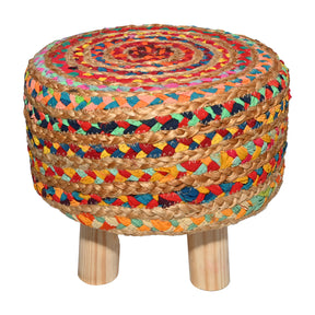 Hocker bunt 35x35cm Jute