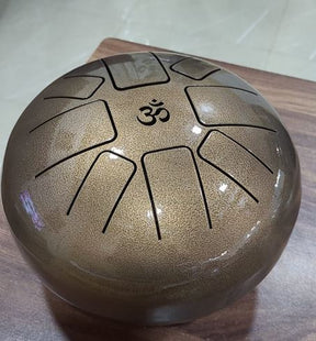 Instrument Steel Tongue Drum 20cm mit 8 Tönen Ohmzeichen Handgefertigt INDIEN