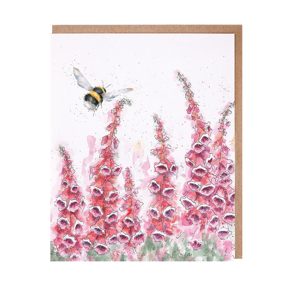 Grusskarte blanko Blumen mit Biene (14x17cm)