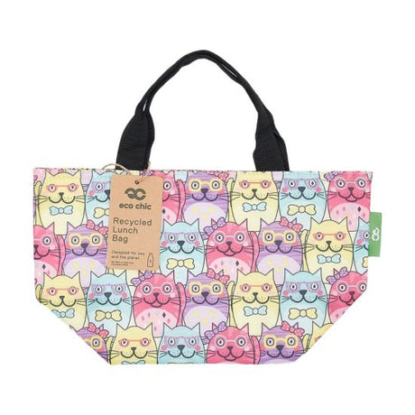 Kühltasche Lunch Bag ECO CHIC 17.5x30x13.5cm Kunststoff 100% recycelt pastell Katzen