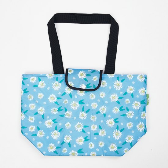 Kühltasche gross ECO CHIC faltbar 29x44x17cm Kunststoff 100% recycelt hellblau Blumen