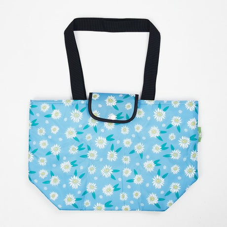 Kühltasche gross ECO CHIC faltbar 29x44x17cm Kunststoff 100% recycelt hellblau Blumen