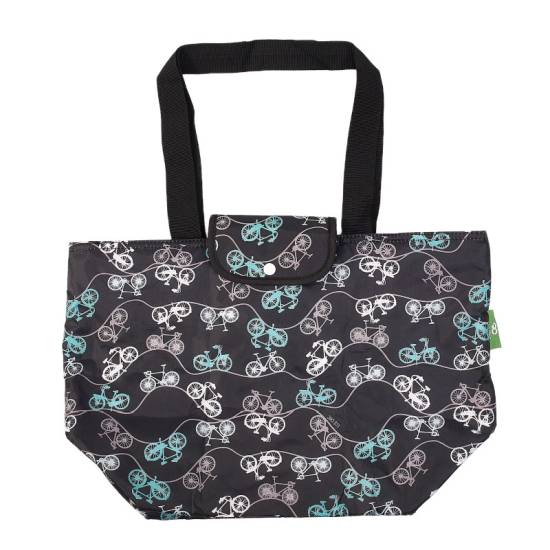 Kühltasche gross ECO CHIC faltbar 29x44x17cm Kunststoff 100% recycelt schwarz Fahrräder