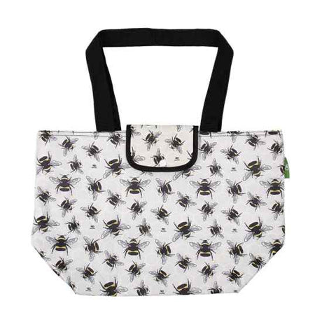Kühltasche gross ECO CHIC faltbar 29x44x17cm Kunststoff 100% recycelt weiss Bienen
