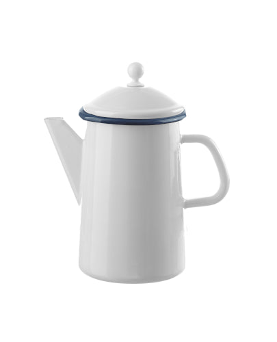 Kaffeekanne konisch mit Deckel Emaille 1.6 Liter weiss