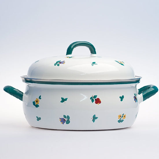 Kasserolle mit Deckel Emaille Streublümchen 20cm 2l