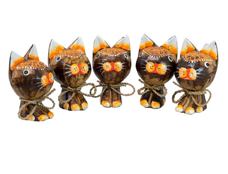Katze 5er Set 7x4cm Holz, BALI