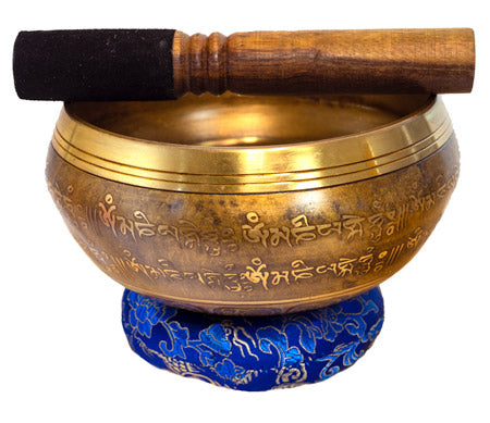 Klangschale 15cm mit Blume des Lebensmotiv Gulpa NEPAL Schlegel Kissen