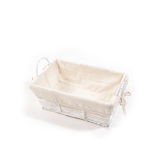 Korb mit Stoff weiss 34x23x14cm Papier/Metall
