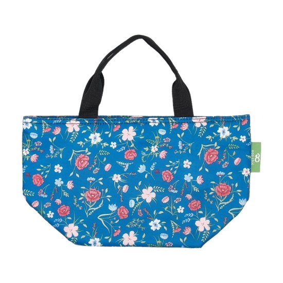 Kühltasche Lunch Bag ECO CHIC Blüten Navy Blau  17.5x30x13.5cm Kunststoff 100% recycelt