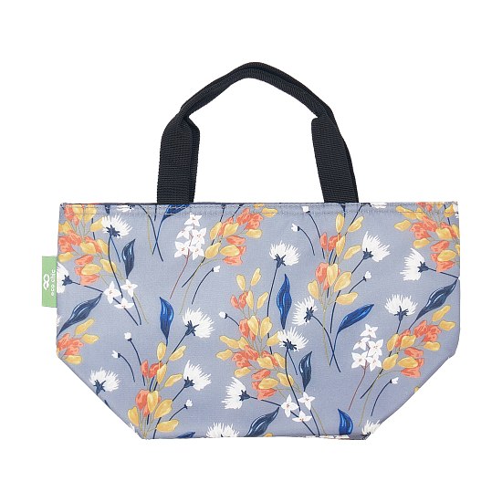 Kühltasche Lunch Bag ECO CHIC Flowers Grau 17.5x30x13.5cm Kunststoff 100% recycelt