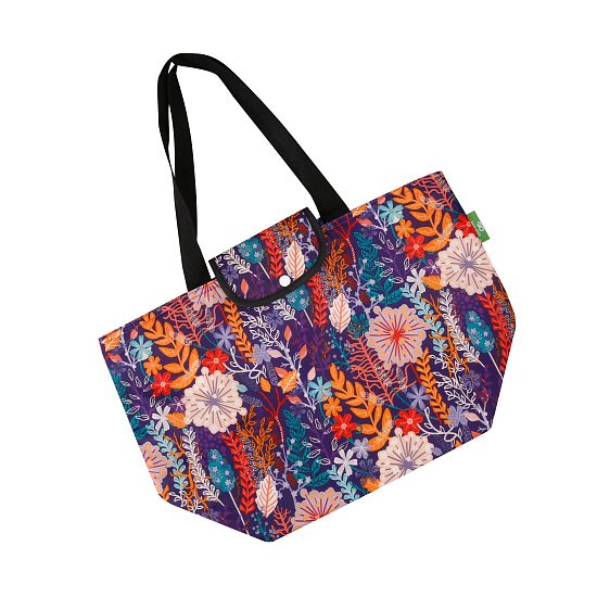 Kühltasche gross ECO CHIC faltbar Blumen Lila 29x44x17cm Kunststoff 100% recycelt