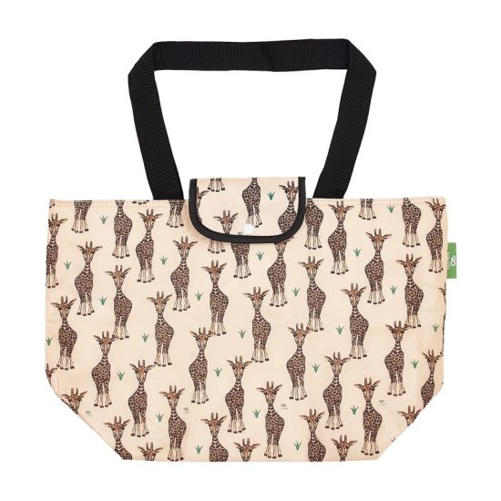 Kühltasche gross ECO CHIC faltbar Giraffen Beige 29x44x17cm Kunststoff 100% recycelt