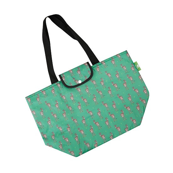 Kühltasche gross ECO CHIC faltbar Rehe Grün 29x44x17cm Kunststoff 100% recycelt