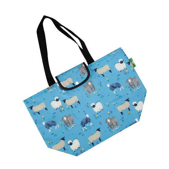 Kühltasche gross ECO CHIC faltbar Schafe Vielfalt Blau 29x44x17cm Kunststoff 100% recycelt