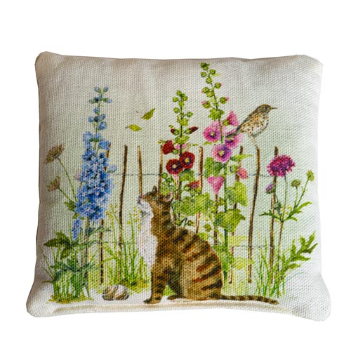 Lavendelkissen Katze und Vogel im Garten