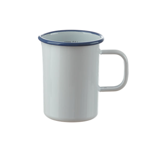 Messbecher Emaille 0.5 Liter weiss mit blauem Rand