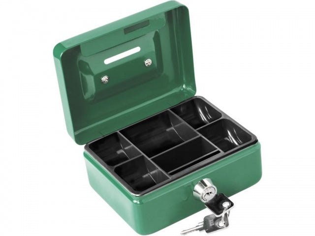 Metall Kasse mit Münzfach mit 2 Schlüssel grün