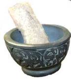 Mörser Speckstein grau 10x6.2cm geschnitzt INDIEN