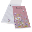 Notizblock rosa liniert, mit Blumen und Biene