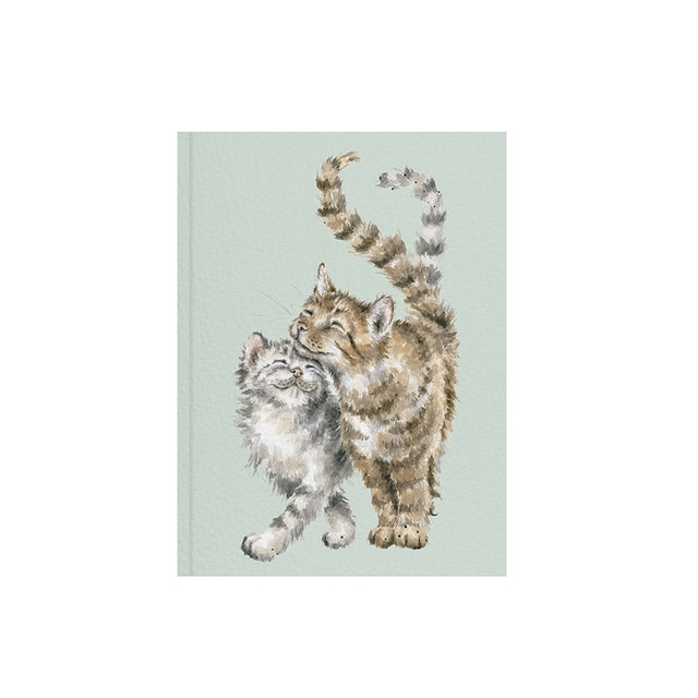 Notizbuch graugrün zwei graue Katzen