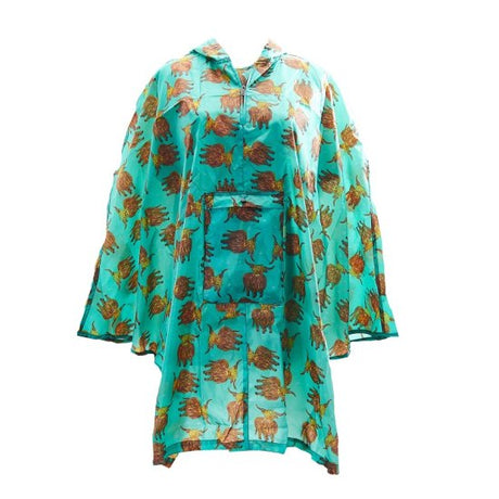 Poncho ECO CHIC faltbar 130x110cm Kunststoff 100% recycelt Hochlandrinder grün