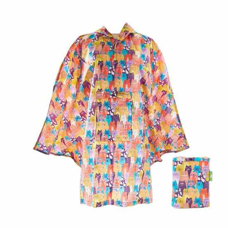 Poncho ECO CHIC faltbar 130x110cm Kunststoff 100% recycelt Katzen bunt