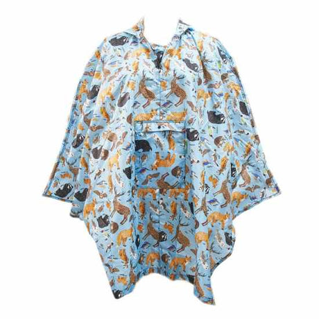 Poncho ECO CHIC faltbar 130x110cm Kunststoff 100% recycelt Waldtiere blau