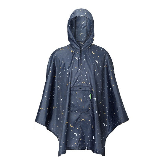 Poncho ECO CHIC faltbar Sterne und Mond Dunkelblau 130x110cm Kunststoff 100% recycelt