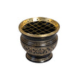 Räuchergefäss auf Fuss mit Metallnetz Messing schwarz graviert 7x7.5cm INDIEN