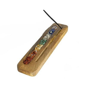 Räucherstäbchenhalter 23.5x5x1.5cm Mangoholz Halbedelsteindekor INDIEN