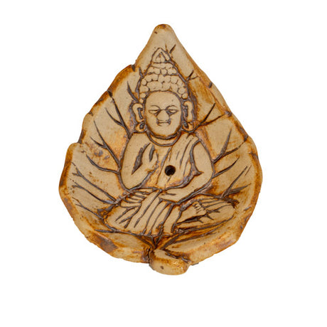 Räucherstäbchenhalter Blatt Buddhamotiv 10x8x3cm Keramik BALI