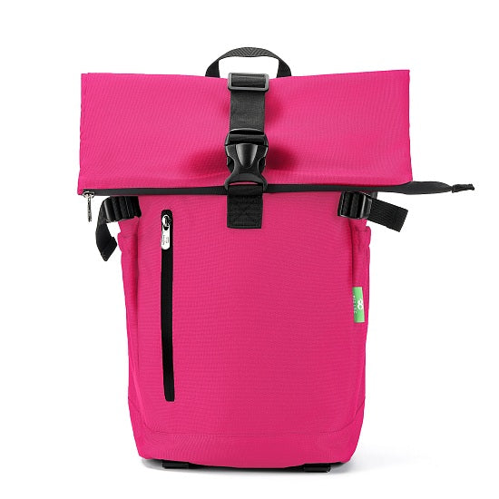 Rucksack ECO CHIC Roll Top Fuchsia 44x26x17cm 15kg Tragkraft Kunststoff 100% recycelt
