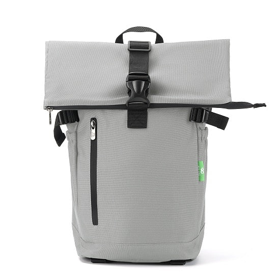 Rucksack ECO CHIC Roll Top Hellgrau 44x26x17cm 15kg Tragkraft Kunststoff 100% recycelt