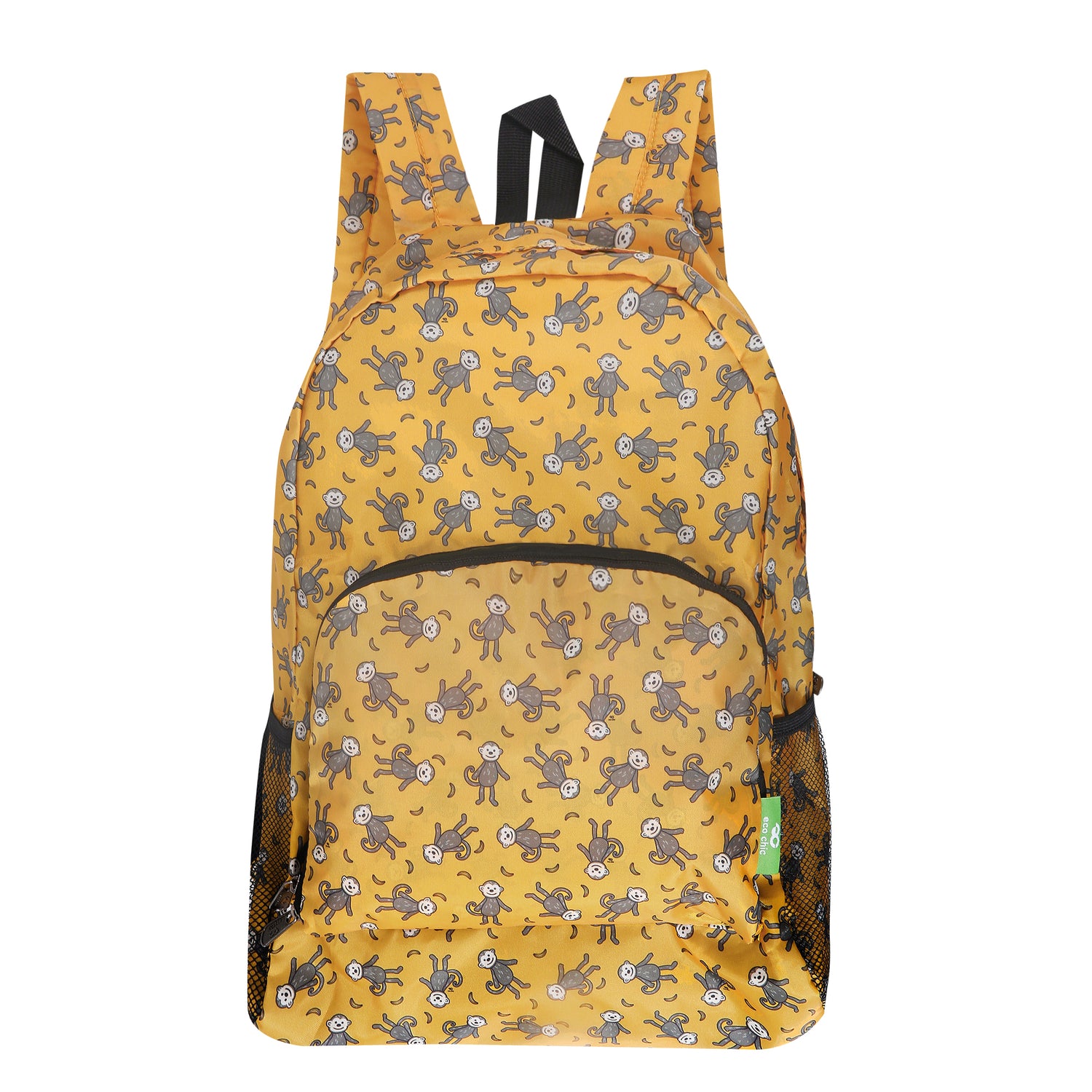 Rucksack ECO CHIC faltbar Affen Gelb 27x43x16cm 100% recycelter Kunststoff