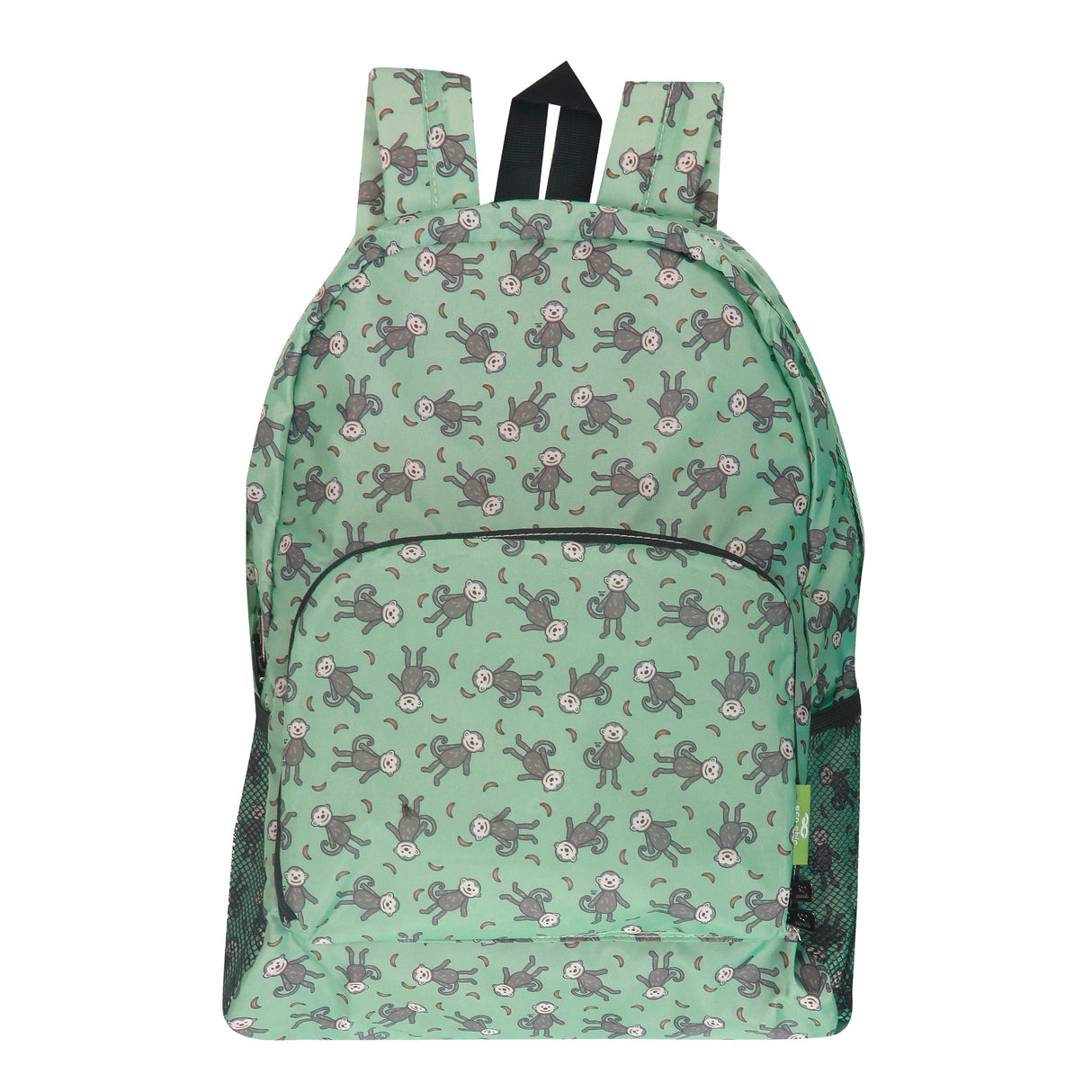Rucksack ECO CHIC faltbar Affen Grün 27x43x16cm 100% recycelter Kunststoff