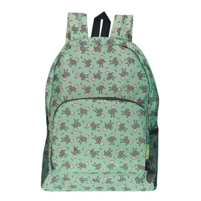 Rucksack ECO CHIC faltbar Affen Grün 27x43x16cm 100% recycelter Kunststoff