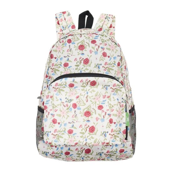 Rucksack ECO CHIC faltbar Blüten Beige 27x43x16cm Kunststoff 100% recycelt