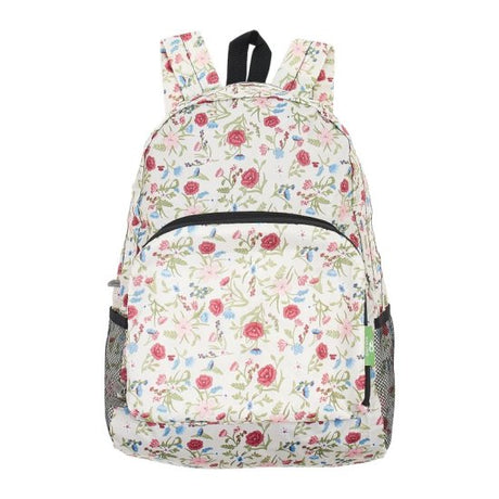 Rucksack ECO CHIC faltbar Blüten Beige 27x43x16cm Kunststoff 100% recycelt