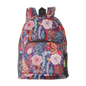 Rucksack ECO CHIC faltbar Blumen Lila 27x43x16cm Kunststoff 100% recycelt