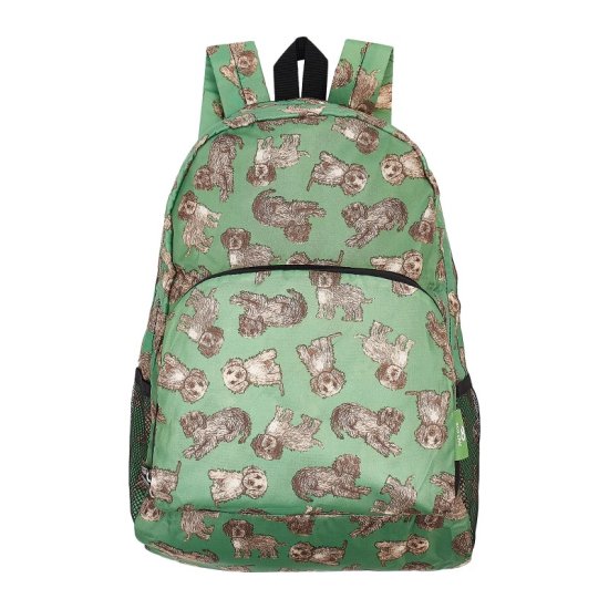 Rucksack ECO CHIC faltbar Cocker Pudel Grün 27x43x16cm Kunststoff 100% recycelt