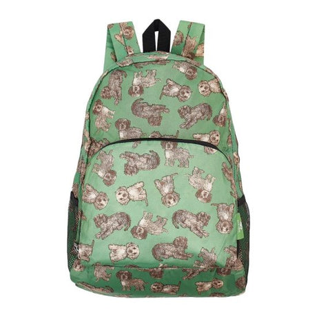 Rucksack ECO CHIC faltbar Cocker Pudel Grün 27x43x16cm Kunststoff 100% recycelt